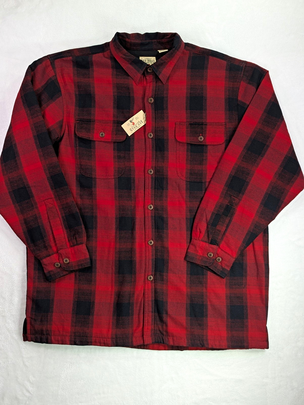 RedHead Mens Fleece Plaid Shirt Jacket Shacket Red Black Buffalo Checked NWT XL